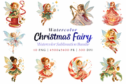 Watercolor Christmas Fairy Cliparts, a Seasonal Illustration by Ink Gallery (Thumbnail 1 of 9)