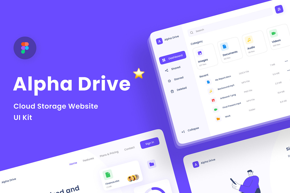 Alpha Drive Cloud Storage Website UI, an UI Kit Template by Product Experience (Photo 1 of 6)