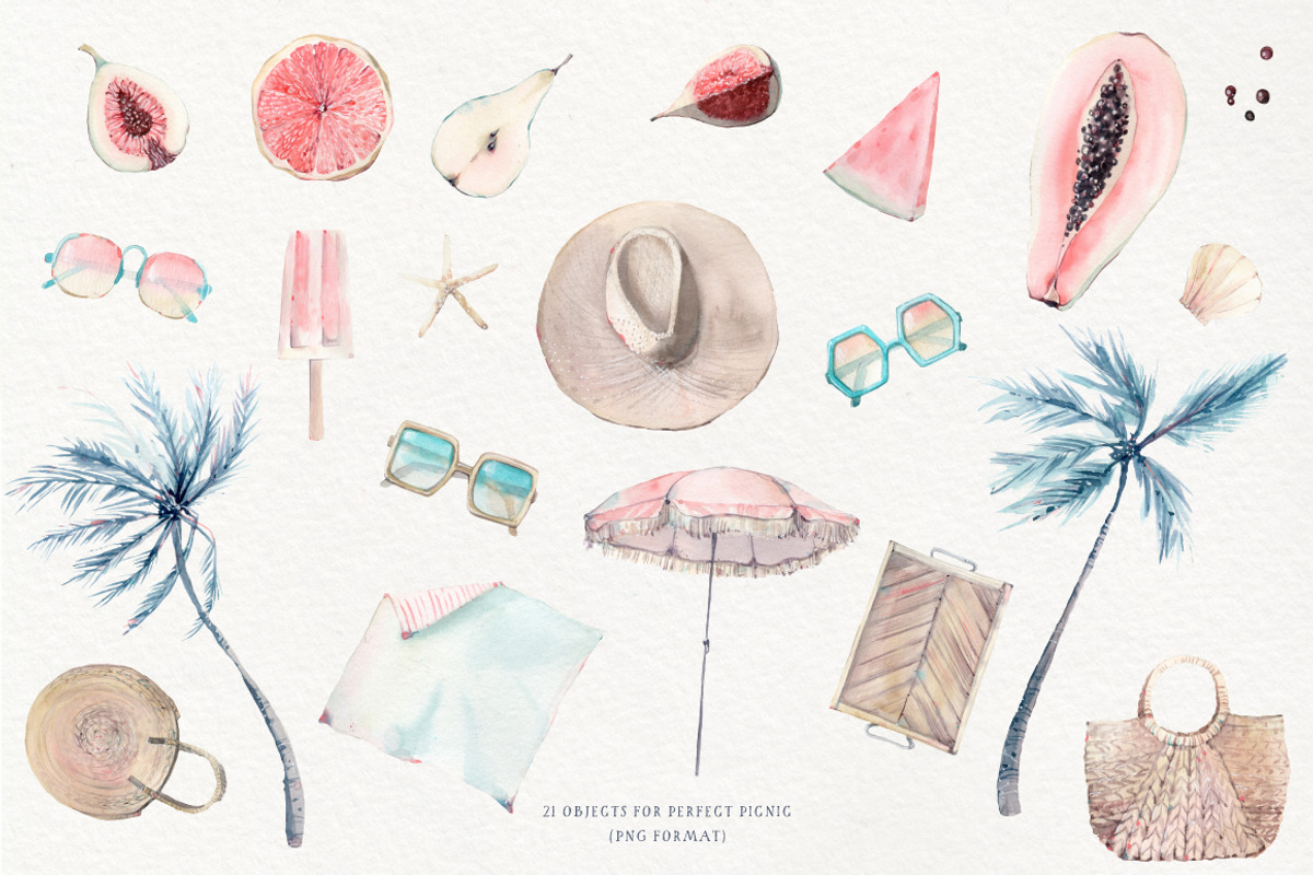 PICNIC IN THE DUNES Watercolor set, a Food Illustration by Lemaris (Photo 5 of 8)