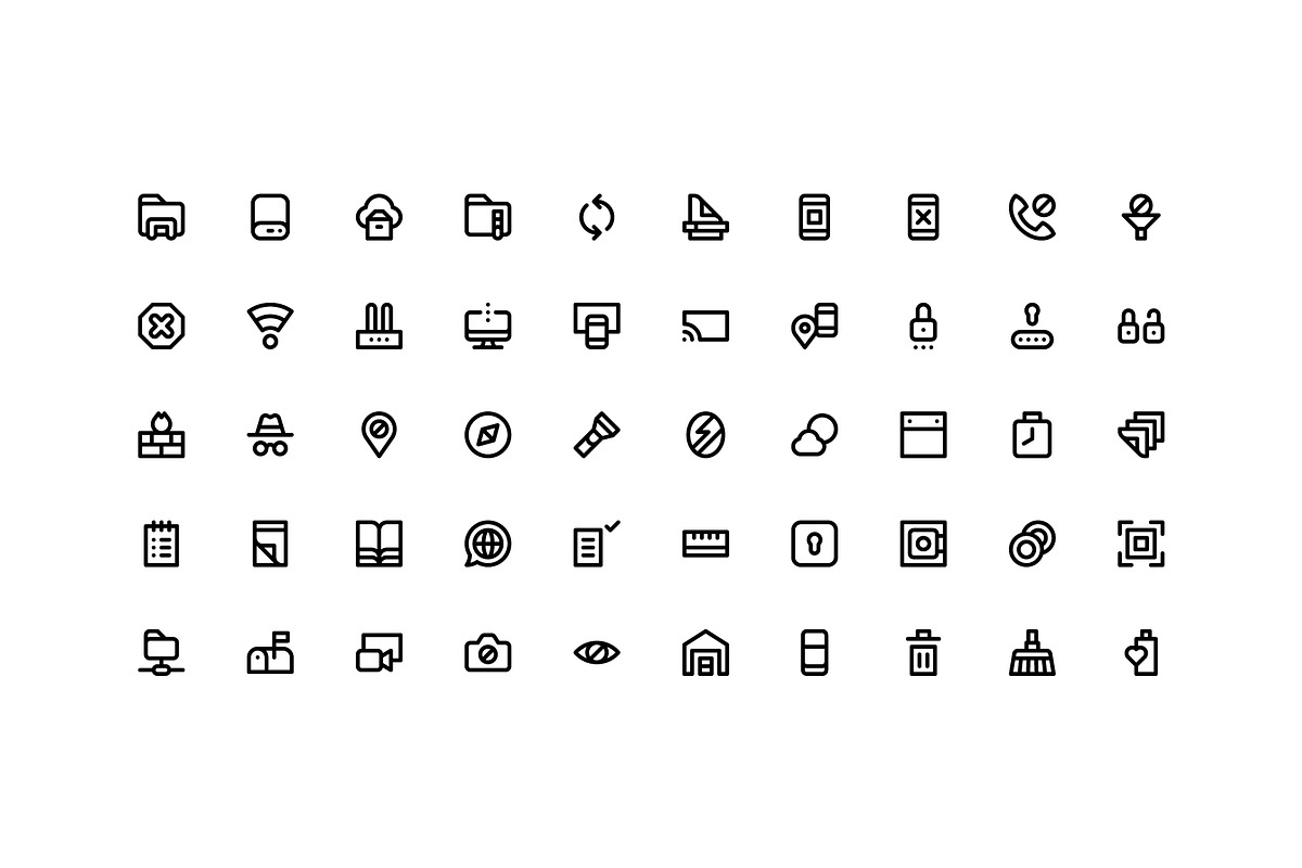 50 Utility App icons, an Outline Icon by Side Project | Creative Market