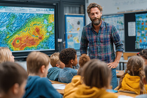 Teacher leading a lesson on weather, a Photo by Pixeness Studio