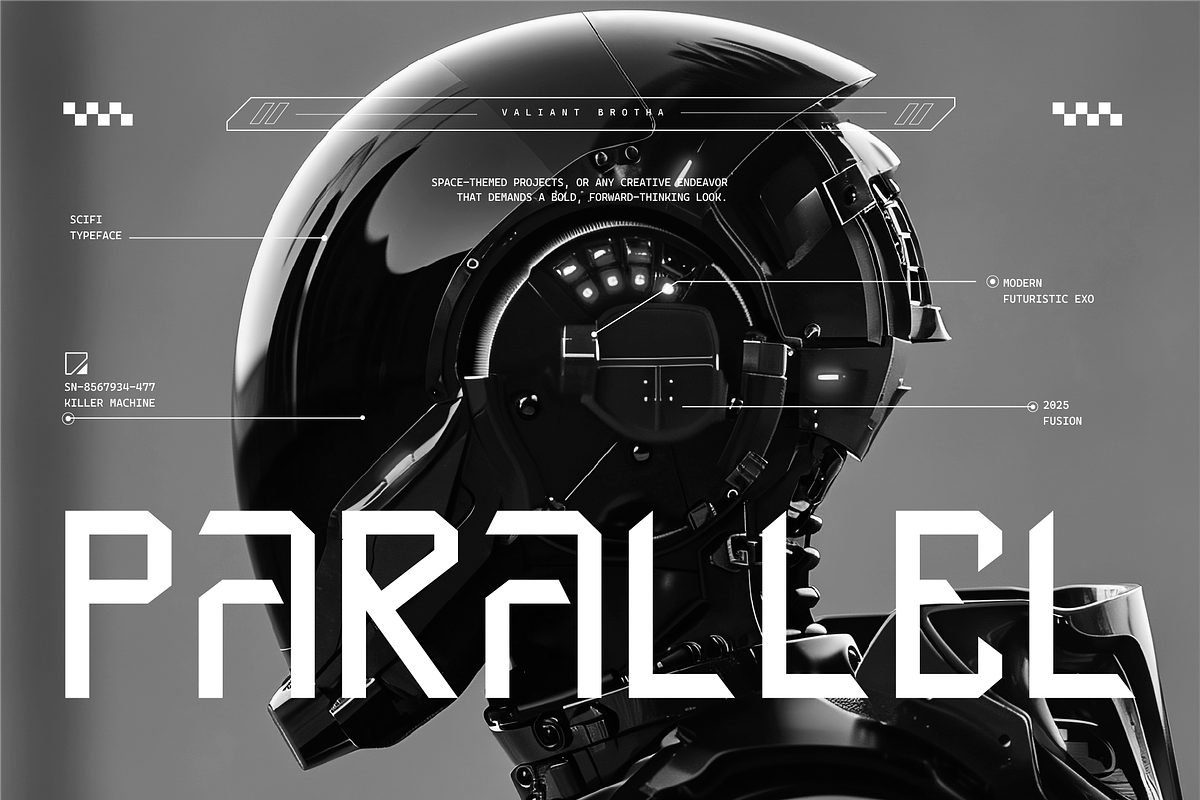 VB Horen - Futuristic Display Font, a Sans Serif Font by VALIANTBROTHA (Photo 6 of 11)
