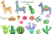 Cute Alpaca and Cacti set, an Animal Illustration by Pretty light (Thumbnail 2 of 5)