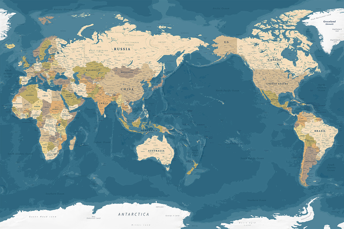 Vector World Map - Pacific View, a Graphic by PorcuPen Works (Photo 2 of 6)