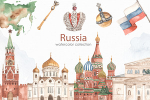 Russia watercolor collection