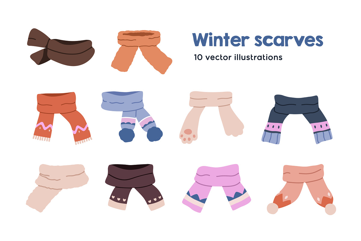Warm winter scarves, accessories set, an Object Illustration by Good Studio (Photo 1 of 3)