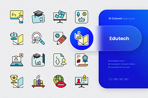 Edutech Colored Icons, an Outline Icon by cidcud_graphic