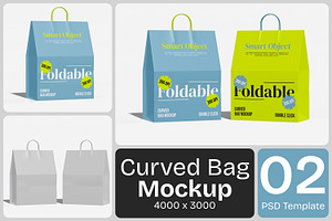 Curved Foldable Bag Mockup, a Packaging Mockup by Permadi Creative
