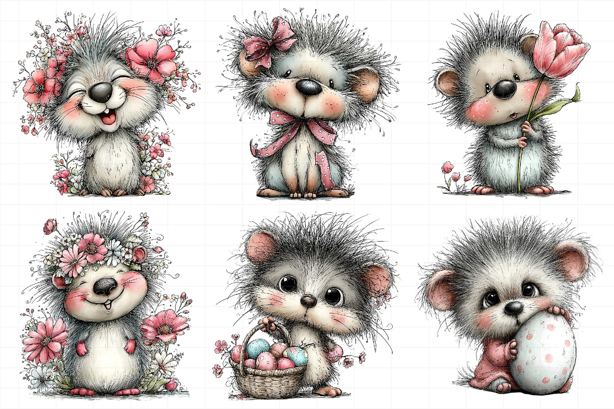 Whimsical Easter Hedgehog Clipart, an Illustration by Daily.Designs (Photo 7 of 8)