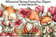 Whimsical Spring Funny Fox Clipart, an Illustration by Daily.Designs (Thumbnail 1 of 8)