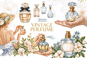 Vintage Perfume Watercolor Cliparts, a Person Illustration by NataliMiasStore (Thumbnail 1 of 3)