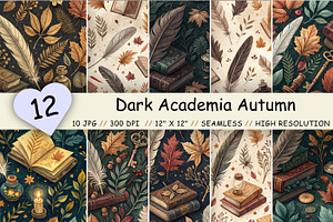 Dark Academia Autumn Digital Paper