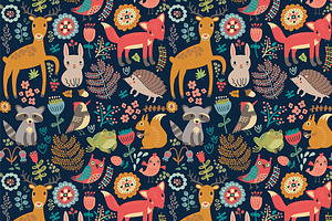 Forest. Animals And Patterns