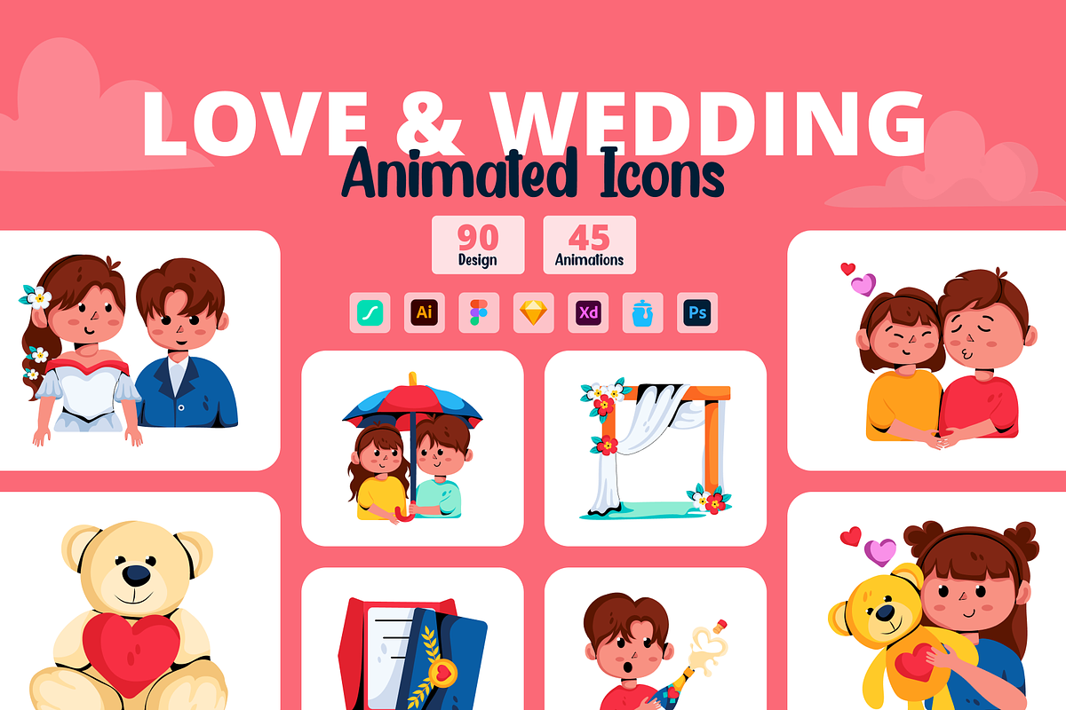 Animated Love and Wedding Icons, a Duotone Icon by Prosymbols (Photo 1 of 14)