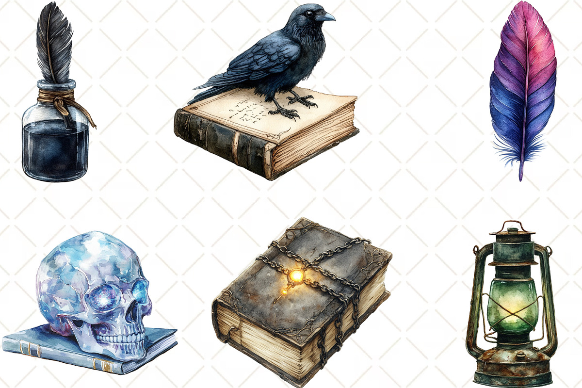 Spooky Halloween Library Clipart, an Illustration by Black Bird Studio (Photo 4 of 6)