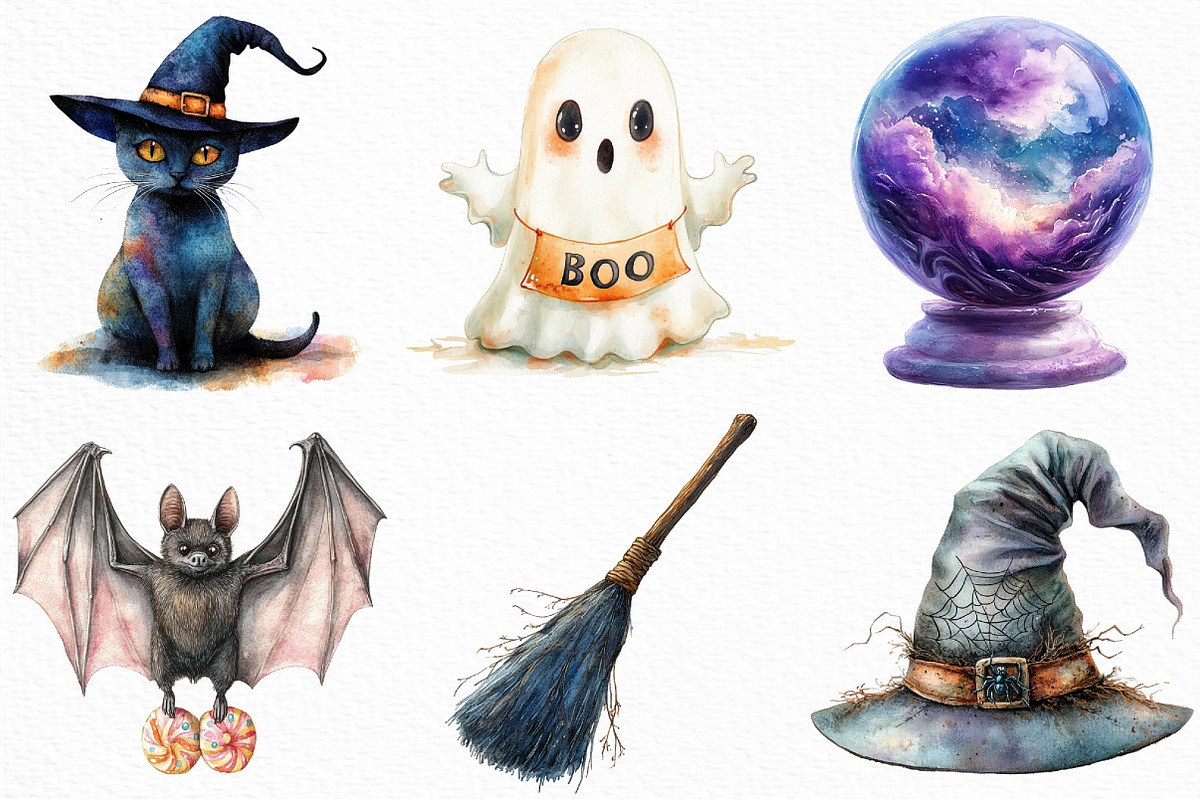 Watercolor Halloween Sublimation, an Illustration by Craft Nest (Photo 2 of 6)
