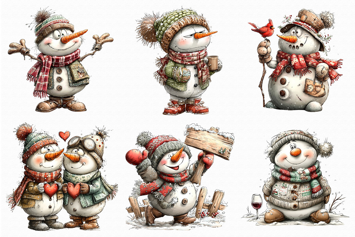 Rustic winter – Snowman PNG clipart, an Illustration by Libby Wishes (Photo 7 of 7)