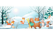 Winter Joy - Animals in Forest, an Animal Illustration by Popmarleo Shop (Thumbnail 4 of 13)