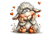 Funny Valentine Sheep Clipart, an Illustration by Craft Nest (Thumbnail 7 of 11)
