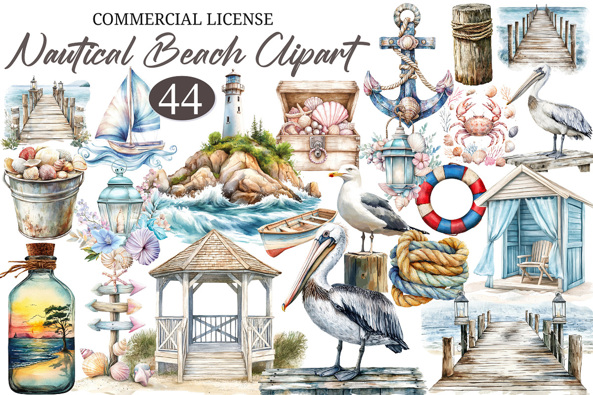 Nautical Beach Clipart Bundle, a Decorative Illustration by designcity5 (Photo 1 of 5)