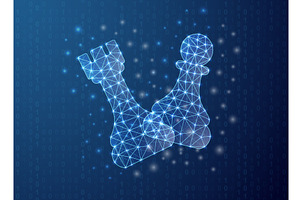 Glowing polygonal chess rook and, an Illustration by GraphiShop