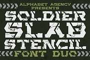 Soldier Slab Stencil Font Duo, a Slab Serif Font by Alphabet Agency (Thumbnail 1 of 8)