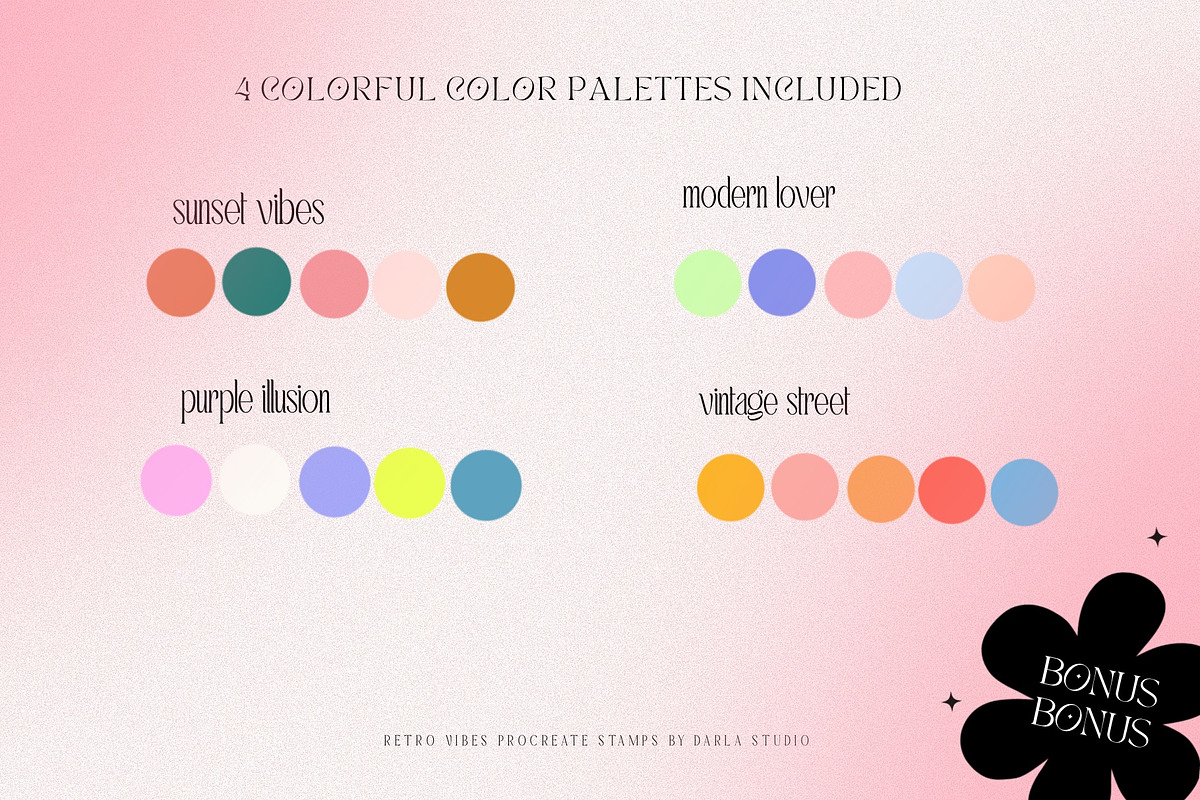 Retro Vibes Procreate Stamp Brush, a Brush Add-On by Darla Studio (Photo 8 of 11)