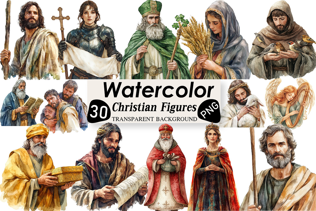 Cute Christian Figures Clipart, an Illustration by Black Bird Studio (Photo 1 of 6)