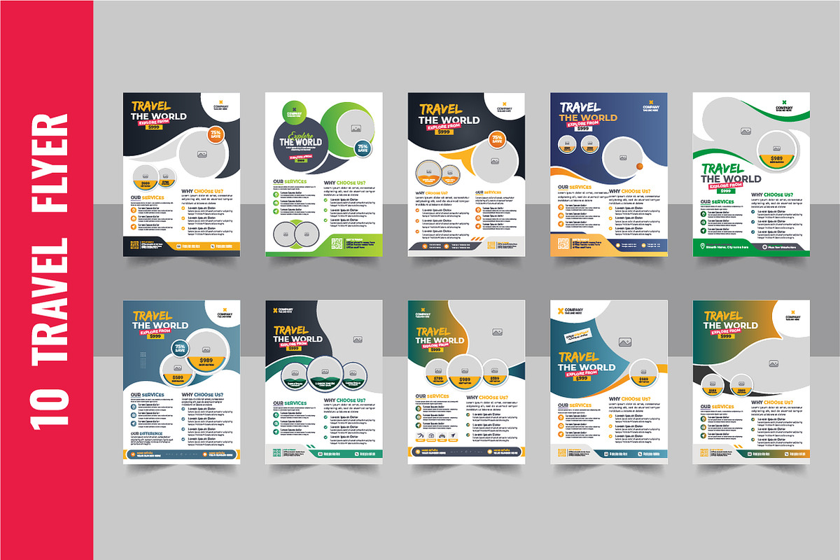 Travel Flyer Design, tour flyer set, a Flyer Template by Pavel_design (Photo 1 of 11)