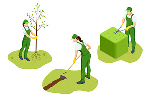 Agricultural cultivation. Two people, an Object Illustration by Golden Sikorka