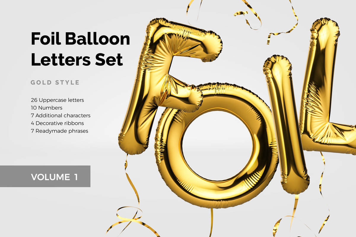 Foil Balloon Letters Set, an Object Graphic by Kotulsky Mockups (Photo 1 of 4)