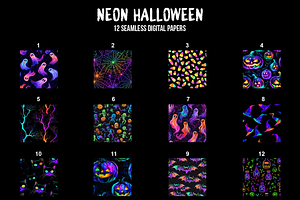 Neon Halloween Digital Paper