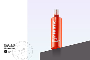 Plastic Bottle with Pump Mockup