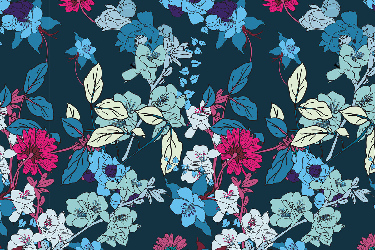 Blue Vector Pattern Pack, a Pattern Graphic by Ania Illustration (Photo 3 of 9)