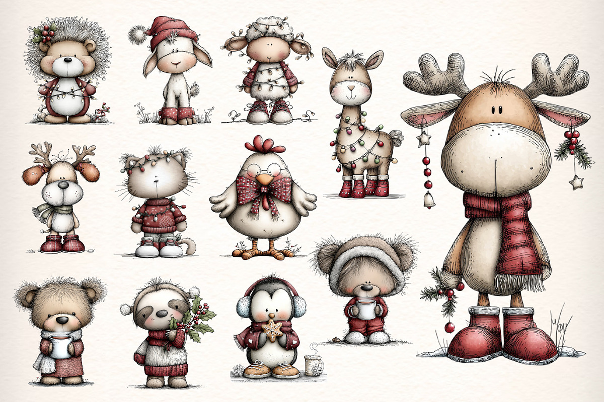 Whimsical Christmas Clipart Bundle, an Illustration by Dream Creation (Photo 7 of 7)