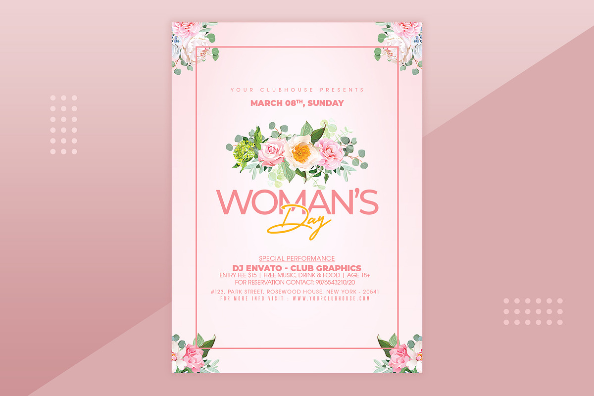 Editable Womens Day Flyer Template, a Flyer Template by MithilaCreation (Photo 3 of 8)