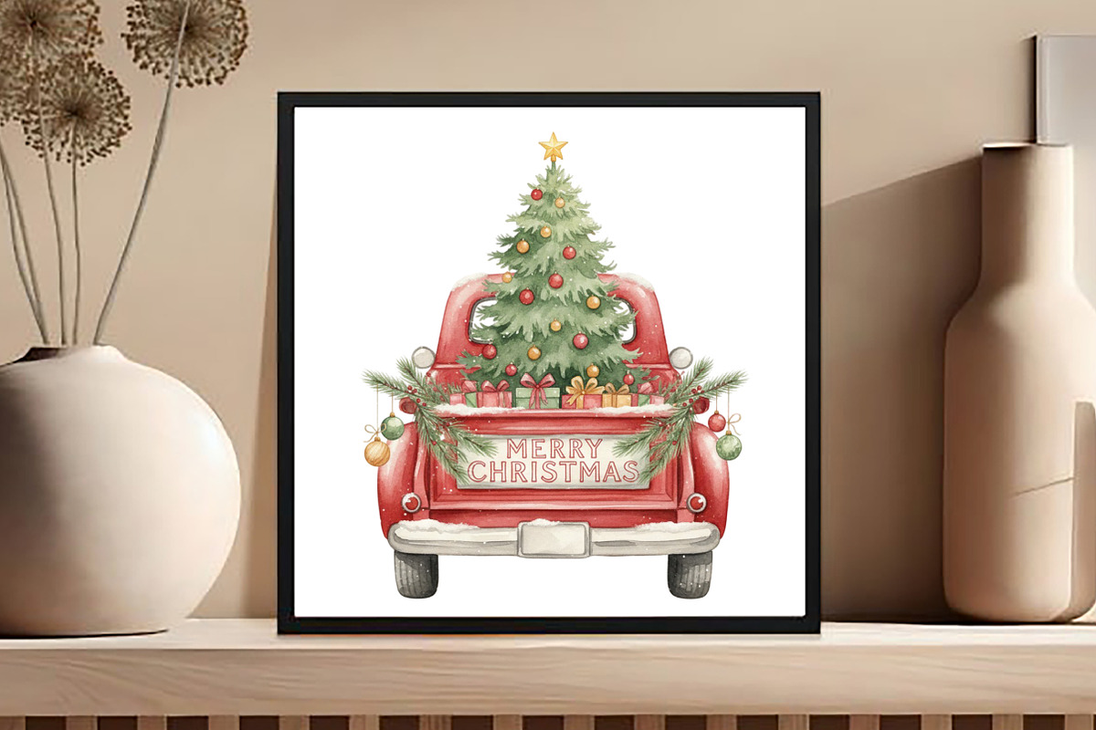 Christmas Trucks Clipart, an Illustration by Black Bird Studio (Photo 4 of 4)