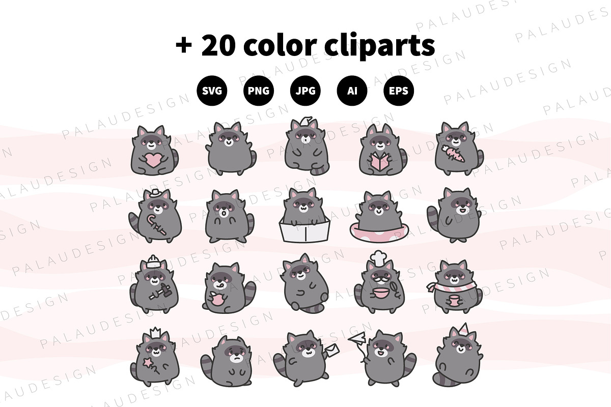 Raccoon Character Bundle, an Animal Illustration by Palau (Photo 7 of 9)