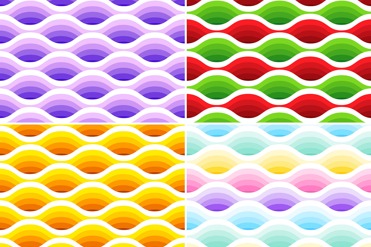 Wave seamless patterns. 3d effect., a Pattern Graphic by Evgeniya Dzhumm (Photo 2 of 8)