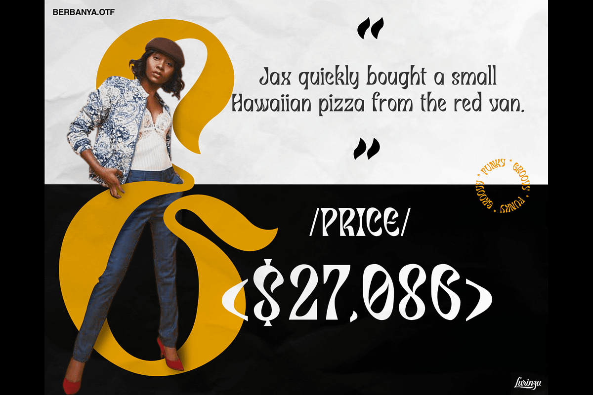 Berbanya - Funky Psychedelic Font, a Serif Font by Lurinzu Studios (Photo 11 of 11)