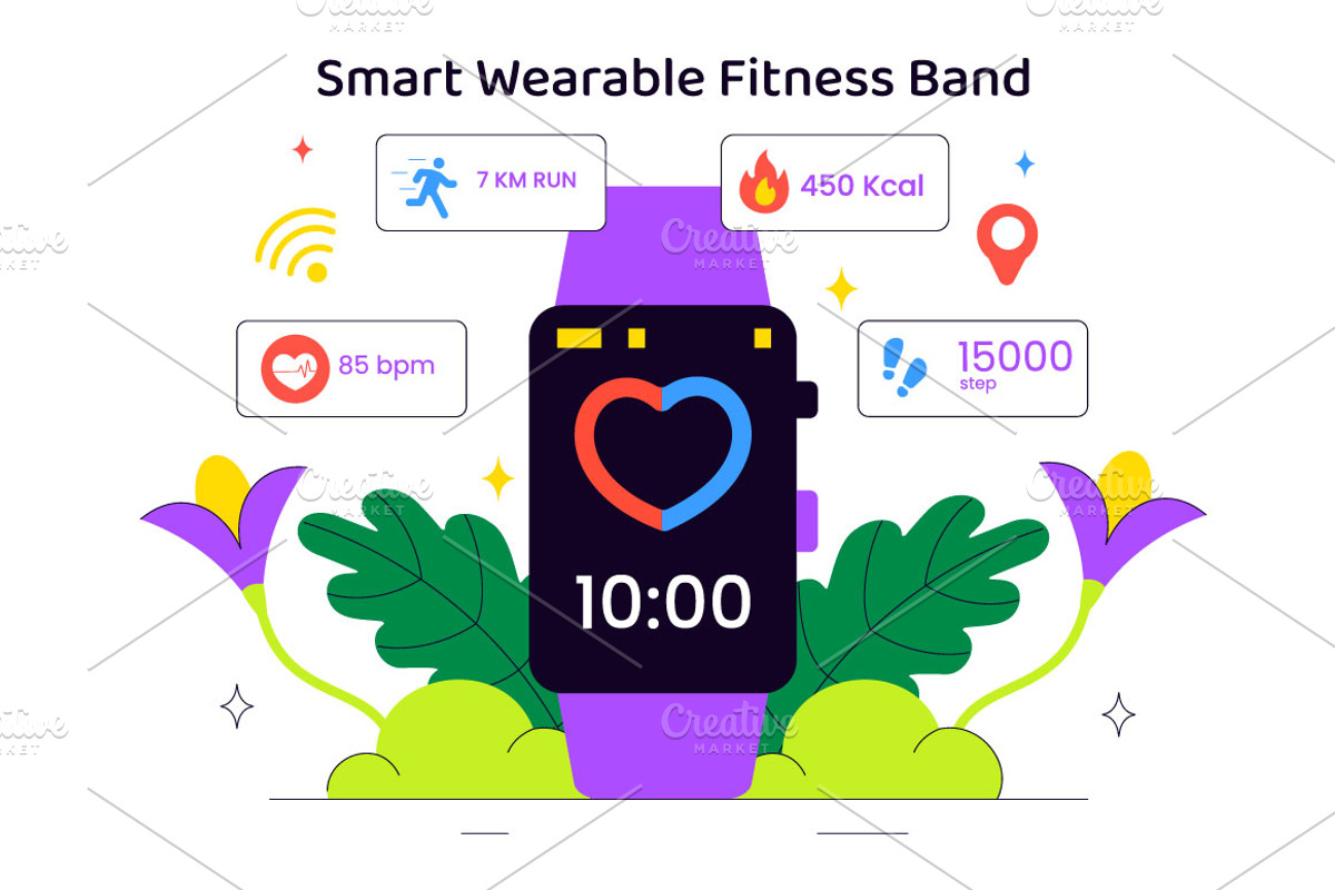 10 Smart Wearable Fitness Band, a Technology Illustration by denayunebgt (Photo 4 of 4)