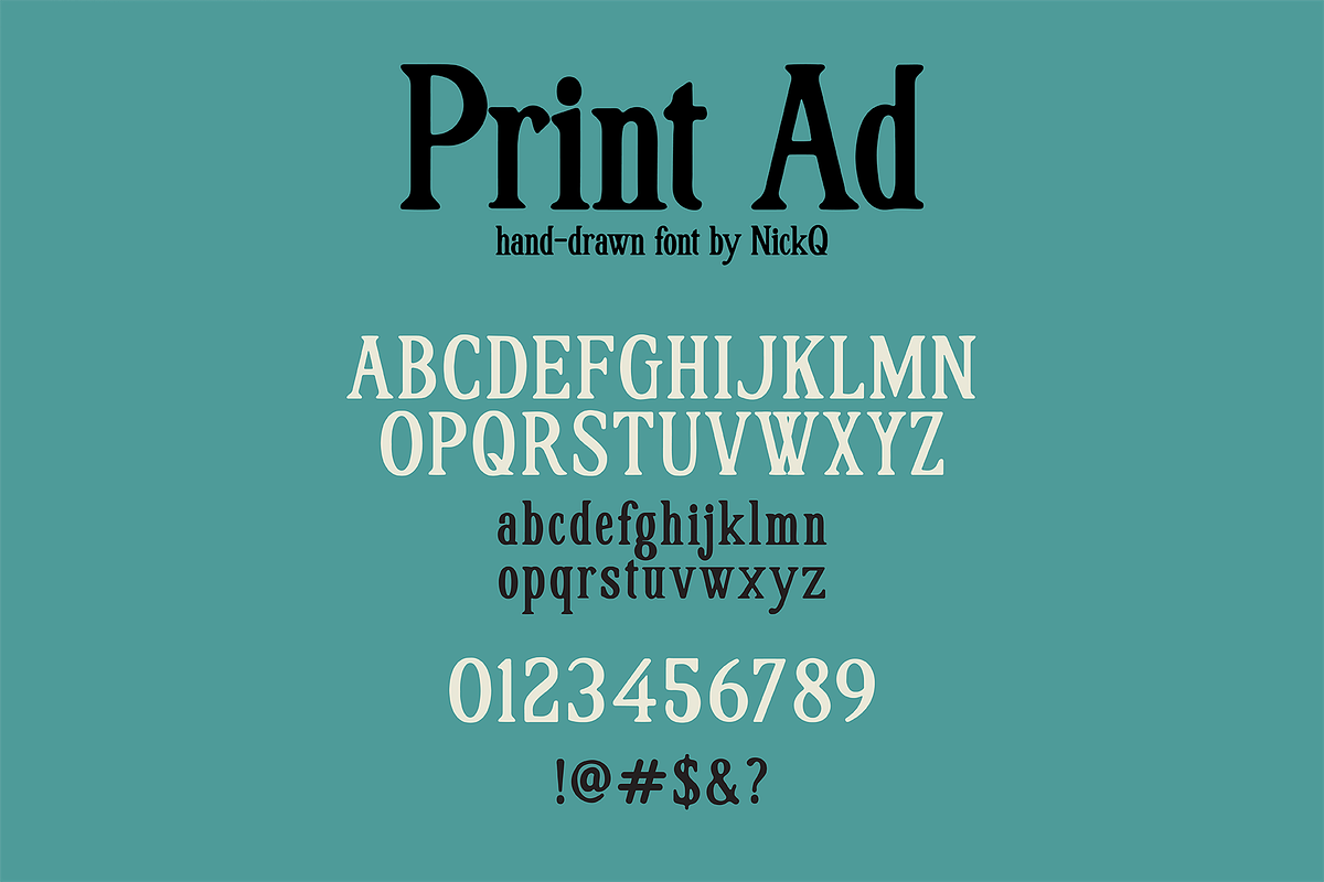 Print Ad Hand Drawn Font, a Font by nickqtx (Photo 3 of 4)