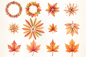Watercolor Autumn Leaf Clipart, an Illustration by CrexoraLab