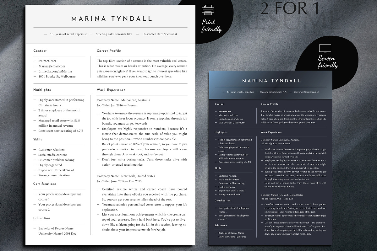 Resume Template Google Docs, Word, a Resume Template by Career Canvas (Photo 4 of 13)