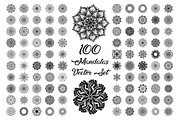 100 Mandalas Vector Set, an Outline Icon by Noree (Thumbnail 1 of 3)