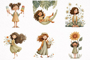 Whimsical Summer Girl Clipart, an Illustration by DreamArtGraphic (Thumbnail 3 of 8)