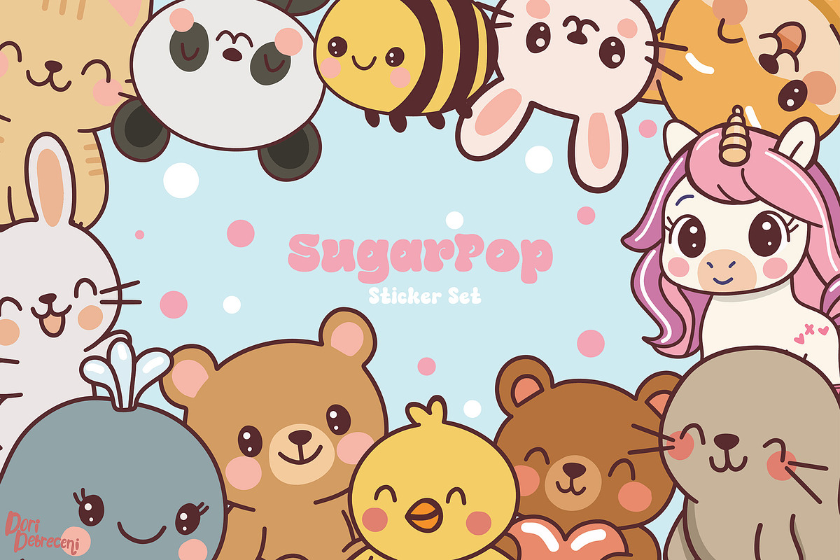 Cute Sugar Pop Sticker Set, a Graphic by Dori Debreceni draws (Photo 1 of 4)