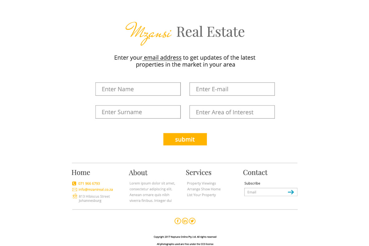 Minimalistic Real Estate Website PSD, a Landing Page Template by NeptuneDesign (Photo 3 of 5)