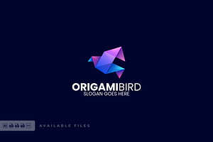 Origami Bird Gradient Colorful Logo