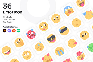 Emoticon Icons Set - Flat